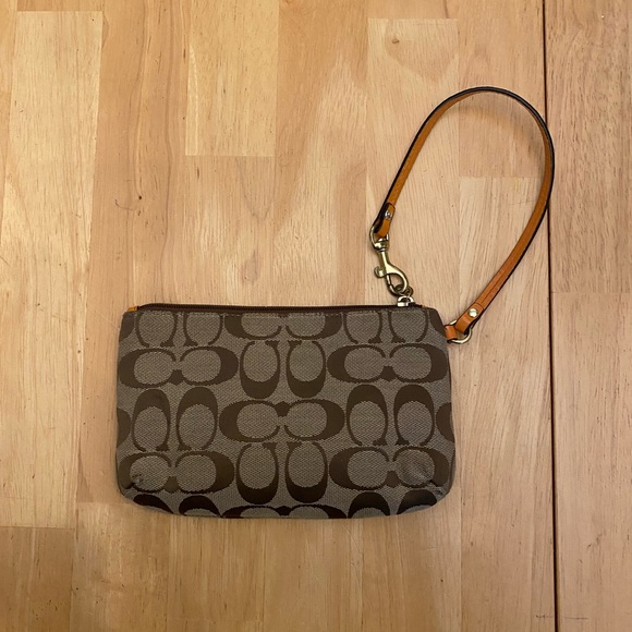 Cute Coach Wristlet with Orange leather accents! Good condition! - Picture 4 of 5